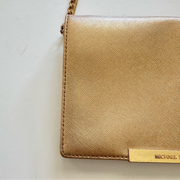 Michael Kors Gold Chain Strap Leather  Crossbody Bag - Picture 3 of 9